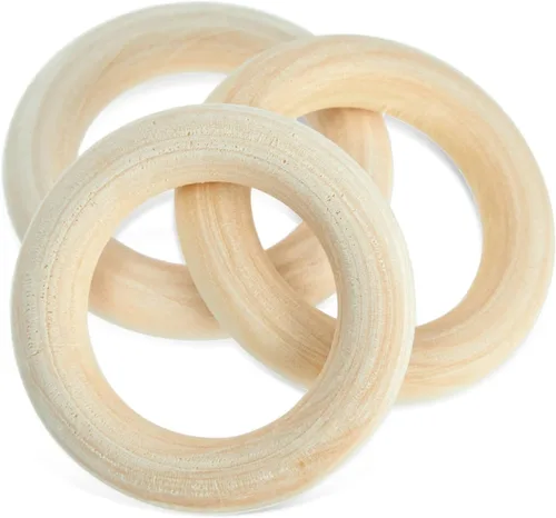 Vista 9 de Juego de cuentas y anillos de madera para manualidades de bricolaje, 80 piezas