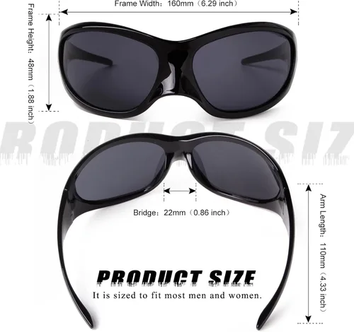Vista 2 de VIA LEECA Gafas de sol futuristas de gran tamaño para mujeres y hombres, accesorios de estilo alienígena Y2K para fiestas