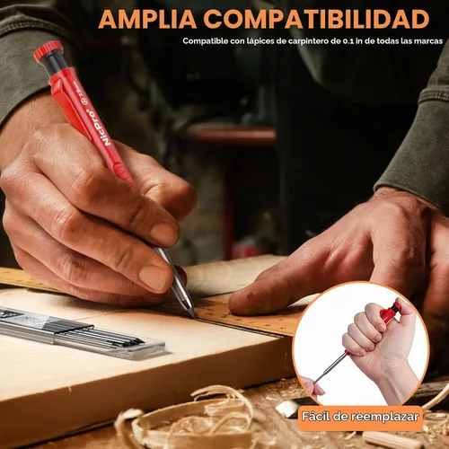 Vista 4 de Nicpro 24 piezas de repuestos para lápices de carpintero de 0.110 in, color negro Break Resistant Leads for Construction Woodworking Pencils, Work