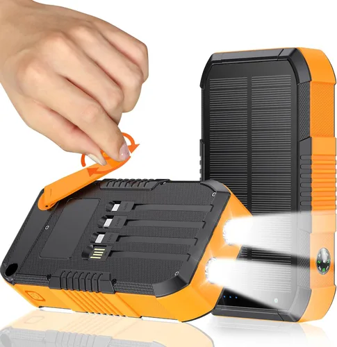 Vista 8 de Banco de energía solar 66800mAh construido en manivela de mano para acampar