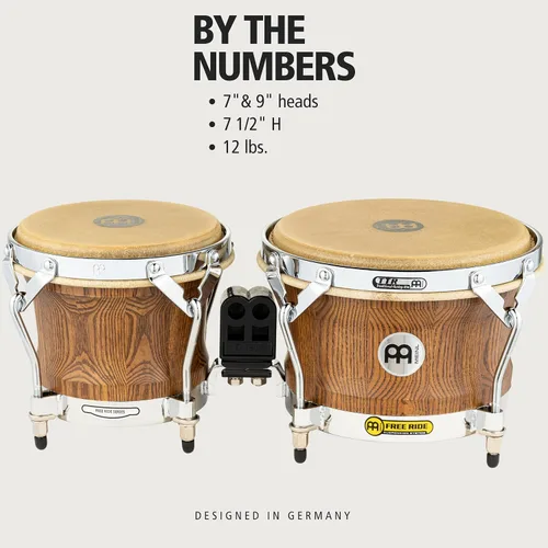 Vista 6 de Meinl Percussion WB500ZFA-M Free Ride Series Woodcraft Bongos, Zebra Acabado Ash - Mate