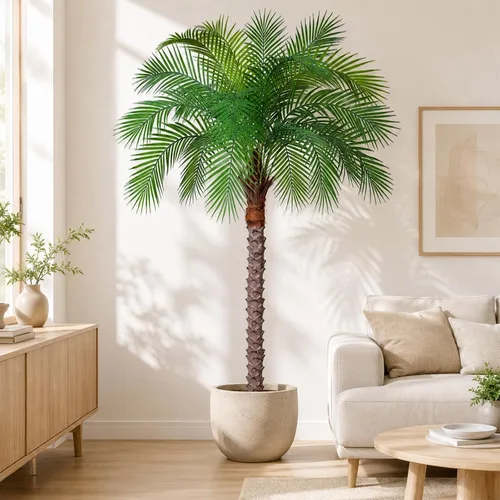 Vista 8 de Palmera fénix artificial de 6 pies, planta de palma artificial de seda de coco artificial para interiores y exteriores, hogar, oficina, patio, baño