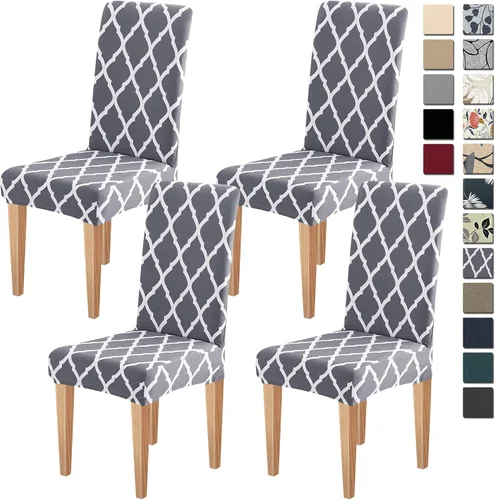 Vista 17 de Dioxide Fundas de Silla de Alto Estirar para Sillas de Comedor, Juego de Fundas de Silla de Comedor Lavables de 4, Fundas de Asiento de Silla