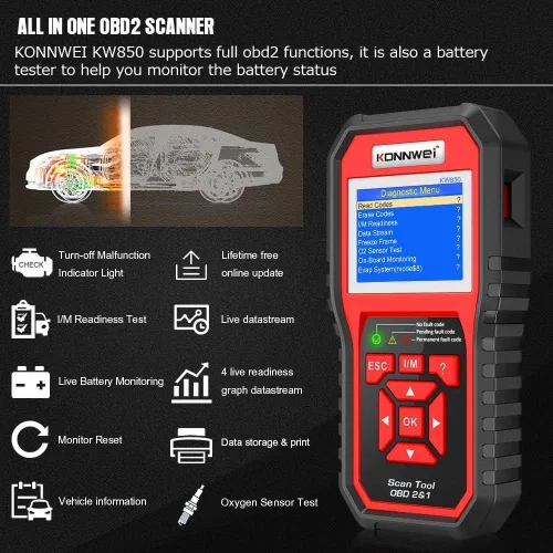 Vista 3 de Escáner KW850 OBD2 + escáner KW310 OBD2