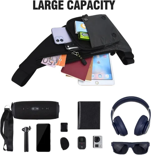 Vista 4 de Peicees Bolso bandolera impermeable para hombre, mochila delgada para hombre, bolso de hombro pequeño para viajes, senderismo