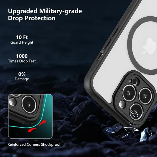 Vista 13 de RALEAVO Funda mate compatible con iPhone 12, delgada, translúcida, esmerilada, parte trasera de policarbonato, protección militar contra caídas