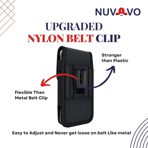 Vista 7 de Funda para iPhone 17 16 15 14 13 12 11 Xs X XR/Pro, funda con clip para cinturón de teléfono celular con clip para hombre, bolsa de nailon