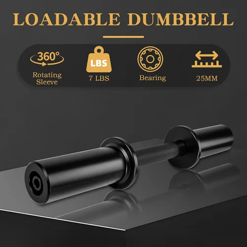 Vista 7 de Mancuernas olímpicas de 16 pulgadas, juego de barras de mancuernas cargables para platos estándar de 2 pulgadas, barras de peso con 2 pares