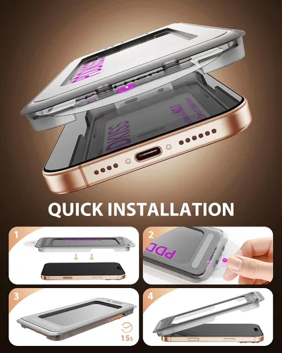 Vista 8 de PDDKISS Paquete de 2 protectores de pantalla de privacidad para iPhone 17
