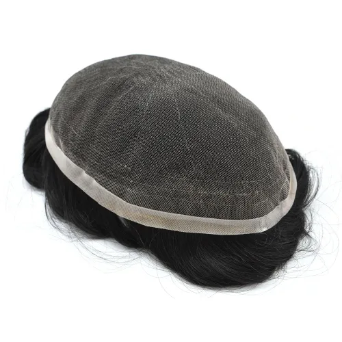 Vista 3 de Toupee para hombres completo francés encaje hombres toupee hairpieces 100% europeo sistema de reemplazo de cabello humano hombres piezas de pelo