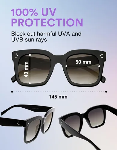 Vista 9 de zeroUV - Gafas de sol cuadradas retro de moda de gran tamaño para mujer estilo vintage 1.969 pulgadas