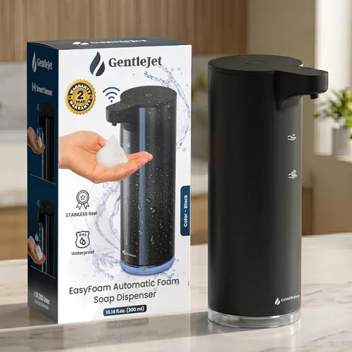 Vista 9 de GentleJet EasyFoam - Dispensador automático de jabón espumoso, bomba de sensor recargable USB-C, acero inoxidable 304, espuma ajustable, IPX5