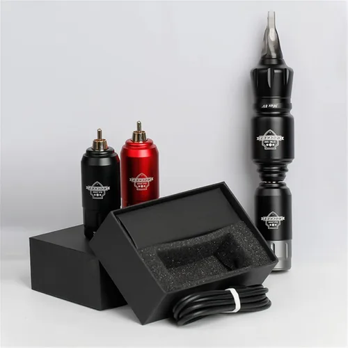 Vista 8 de Mini Rocket Tattoo Machine Set Japón Motor inalámbrico Batería Tatuaje Rotary Machine Power RCA Interface Mini lápiz de tatuaje inalámbrico, juego