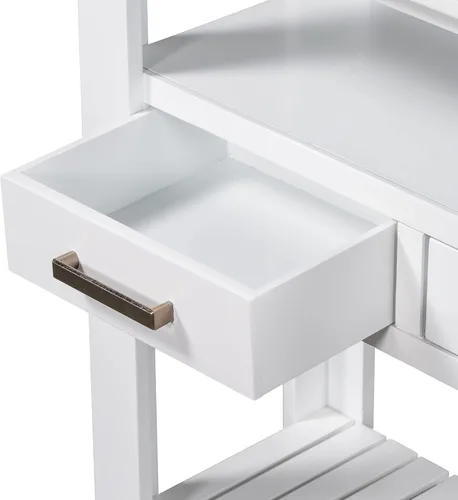 Vista 9 de Mesa consola multifunción vintage, mesa de sofá moderna de 62.2 pulgadas con 4 cajones y 2 estantes de almacenamiento, aparador de madera para Blanco