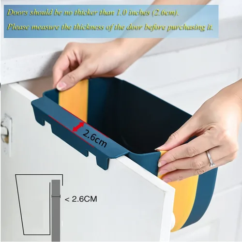Vista 5 de Mini cubo de basura plegable colgante para puerta de armario de cocina, pequeño cubo de basura plegable debajo del fregadero, cubo de basura