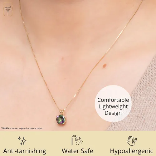 Vista 4 de MAX + STONE Cushion Cut Gemstone Necklace 8mm Solitaire Birthstone Necklace for Women Gemstone Pendant Necklaces with 18 inch Box Chain