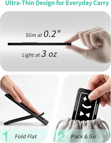 Vista 2 de Aoviho Soporte de teléfono para escritorio, soporte de teléfono de aluminio plegable ultrafino, soporte portátil de viaje y oficina para teléfono