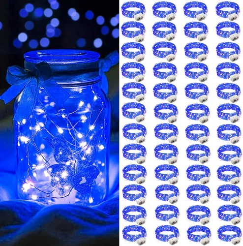 Vista 30 de AIKEI Paquete de 12 luces LED de hadas que funcionan con pilas, guirnaldas de luces impermeables de 7 pies, 20 luces LED de luciérnagas estrelladas