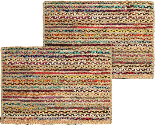 Vista 37 de RedEarth · Alfombra rectangular - 2'x3' de yute natural trenzada con respaldo antideslizante - Alfombra boho tejida a mano para dormitorio, cocina