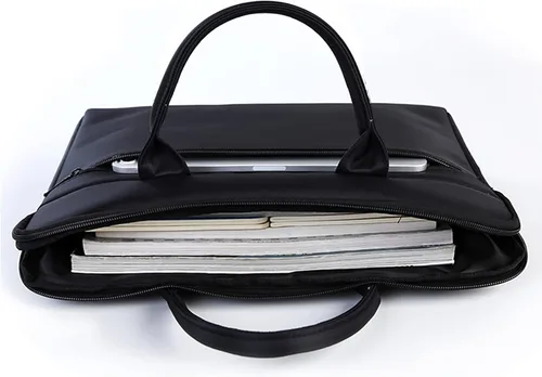 Vista 7 de Bolsa de documentos con asa Oxford impermeable para hombre, bolsa de mano para llevar archivos de papel, color negro