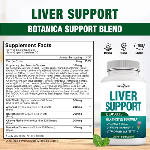 Vista 2 de Liver Cleanse Detox & Repair - Milk Thistle Supplement - Liver Support with Choline, Artichoke Extract, Chicory & Dandelion Root Supplement - Milk
