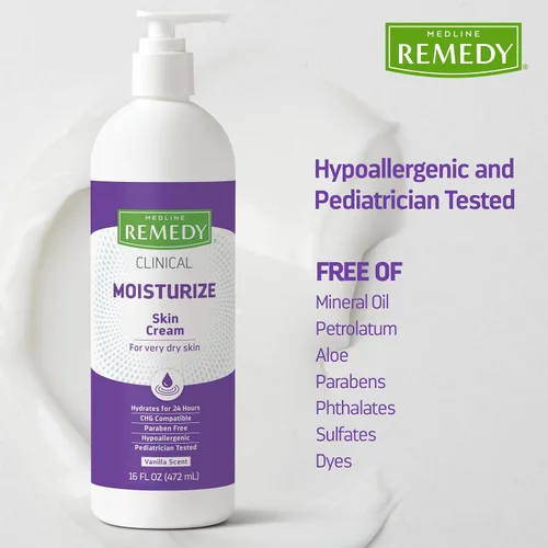 Vista 4 de Medline Remedy - Crema clínica para la piel, aroma a vainilla (16 onzas líquidas), 2 unidades, crema hidratante facial y corporal para todas
