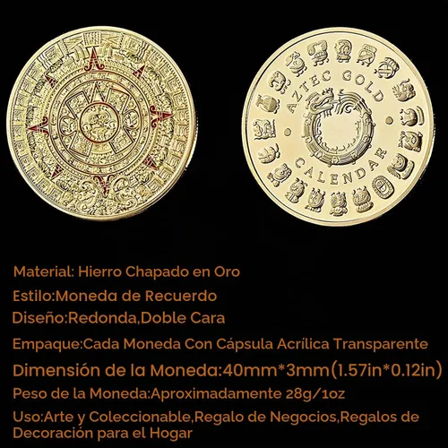 Vista 5 de Aomcisi México Calendario Maya Arte Azteca Profecía Cultura Moneda de Desafío