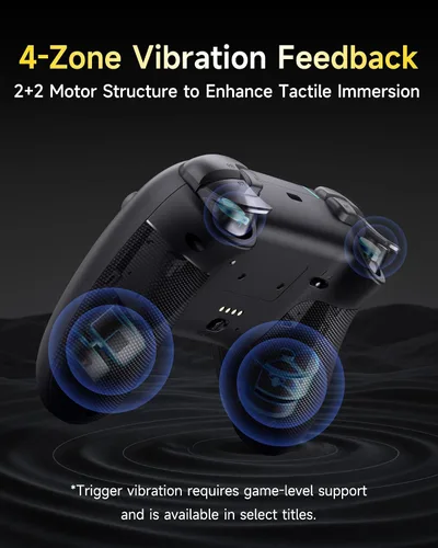 Vista 4 de EasySMX X05Pro Wireless PC Controller – Quiet-Press Buttons, 2-Stage Impulse Triggers, 2 Programmable Buttons, Hall Joysticks, 1000mAh Battery