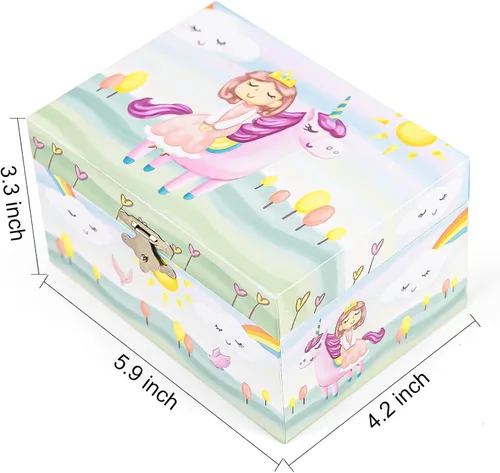 Vista 5 de Joyero musical para niña con juego de joyas, caja de música de princesa y unicornio, regalo ideal para niñas y niñas pequeñas, hija, cumpleaños