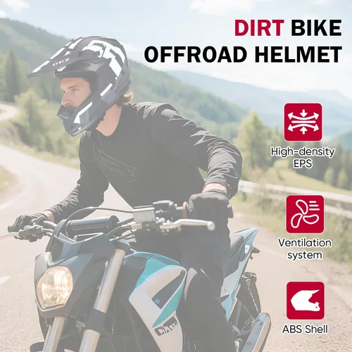 Vista 2 de Adult Dirt Bike Helmet Motorcycle Racing Street Bike Off-Road Mountain Bike BMX MX ATV Helmet with Cycling Glasses and Visor for Unisex-Adult
