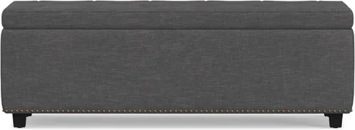 Vista 7 de Otomano rectangular de almacenamiento Simpli Home Hamilton, Madera, Gris pizarra Pizarra gris