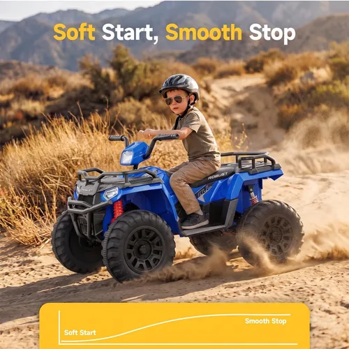 Vista 7 de 24V Kids ATV, coche eléctrico de 2 plazas para niños, paseo en coche de Azul