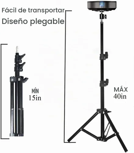 Vista 7 de Soporte de suelo para proyector, soporte de trípode portátil, soporte plegable para proyector, cámara, cámara web (18 a 40 pulgadas), soporta hasta