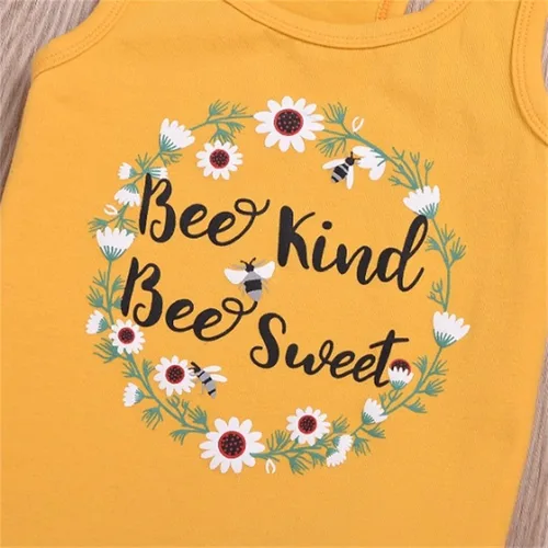 Vista 2 de TBUIALL Ropa de otoño e invierno para niñas y niños con estampado de girasoles, chaleco con letras para bebé