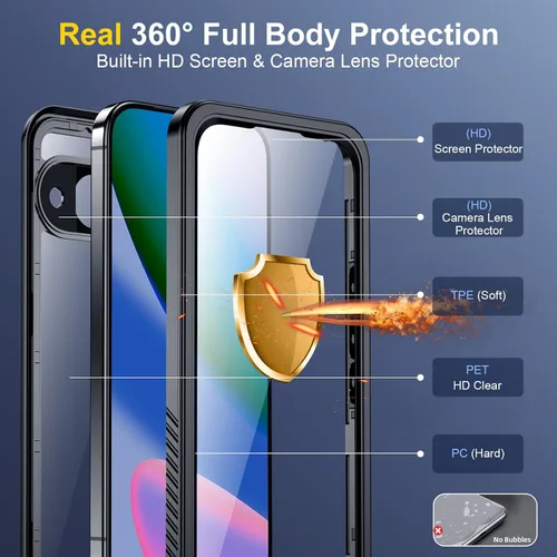 Vista 8 de SPIDERCASE para Google Pixel 10 Funda impermeable, [Protección contra caídas de grado militar de 12 pies] [Resistencia al agua IP68]