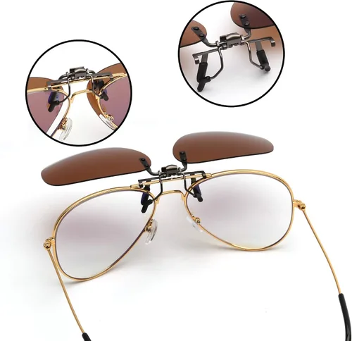 Vista 4 de JM - Gafas de sol polarizadas con clip sin marco estilo aviador para gafas graduadas