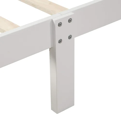 Vista 3 de SOFTSEA Marco de cama de tamaño individual, marco de cama de plataforma de madera moderna con cabecera y estribo