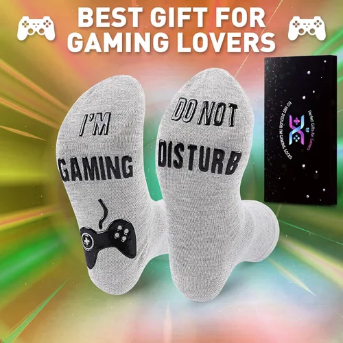 Vista 3 de Calcetines de juegos Do Not Disturb, calcetines para jugadores, regalos divertidos para adolescentes, niños, hombres, mujeres, padre, papá, banda