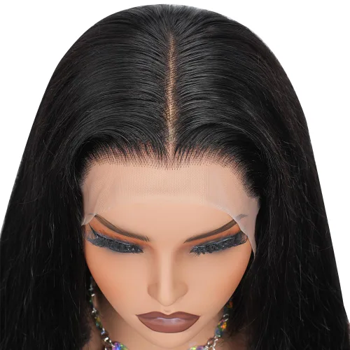 Vista 3 de Peluca de cabello humano con agarre de terciopelo, pelucas sin pegamento, precortadas en forma de T de 12 x 5, pelucas de cabello humano con encaje