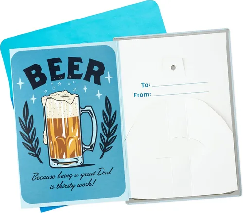 Vista 5 de Hallmark Tarjeta del día del padre con letrero de cerveza extraíble (trabajo sediento)