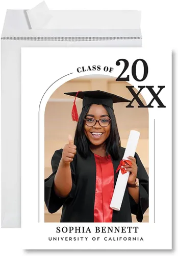 Vista 18 de Andaz Press Tarjeta fotográfica de graduación jumbo personalizada de 8.5 x 11 pulgadas con sobre, tarjeta de felicitación personalizada de clase