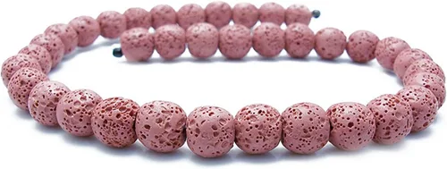 Vista 15 de Cuentas de piedra de lava de colores, cuentas redondas de roca volcánica, cuentas sueltas para collares, pulseras, joyas (marrón, 0.24 pulgadas)