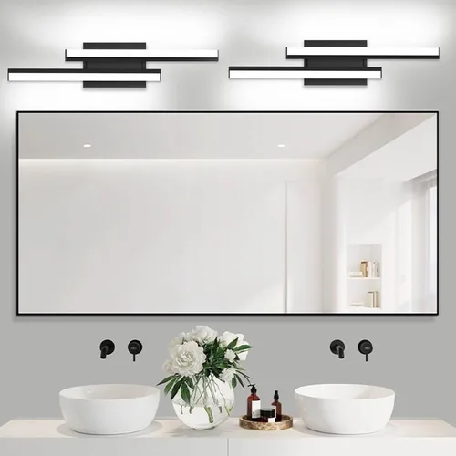 Vista 10 de Barra de luz LED para tocador de baño de 18 pulgadas, accesorio de iluminación sobre espejo de 18 W, 5000 K, barra de luz negra para tocador