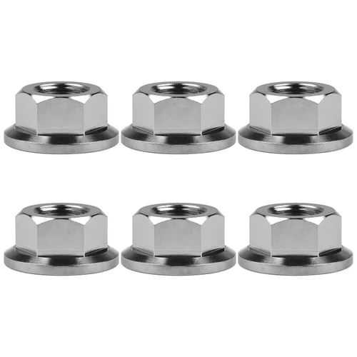 Vista 48 de Tuercas hexagonales Titanium DIN6923 (paso M5 0.03 in, negro) M5 M6 M8 M10 M12 M14 M16 para bicicletas, motocicletas, coches, paquete de 6