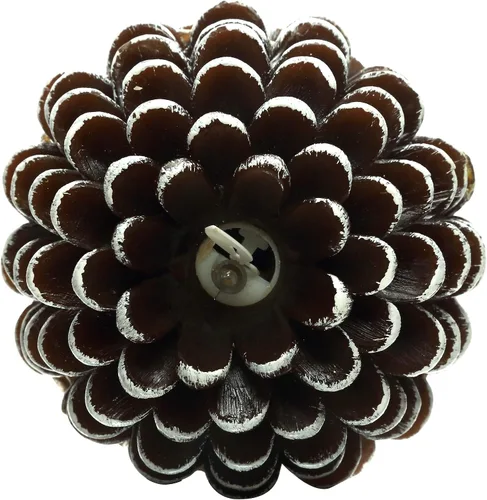 Vista 3 de Pavilion Gift Company - Vela de llama realista de piña marrón de 5 pulgadas con luz LED, funciona con pilas, hecha de cera real