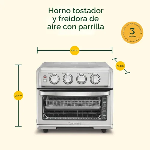 Vista 6 de Cuisinart Horno Tostador Freidora de Aire con Parrilla, 1800W Horno Freidora de Aire 8 en 1 con Opciones de Hornear, Hornear por Convección