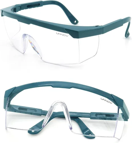 Vista 9 de UKNOW Paquete de 2 gafas de seguridad antivaho ANSI Z87.1 – Gafas protectoras ajustables – Gafas de laboratorio de lente transparente