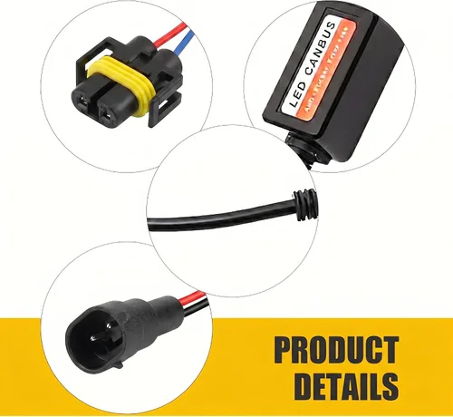 Vista 3 de 2 piezas de decodificador de luz LED para auto, H11/H8/H9, bombilla LED antiparpadeo, arnés de cancelación de código de error, decodificador Canbus