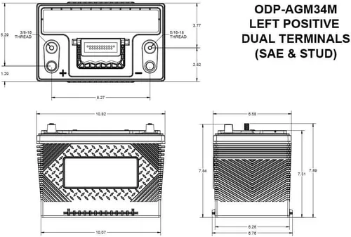 Vista 2 de Odyssey Batería ODP-AGM34M Performance Series AGM Batería