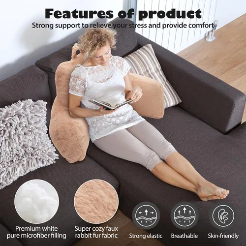 Vista 4 de Almohada de lectura para sentarse en la cama para adultos, almohada estándar de lectura con espuma viscoelástica, almohada de respaldo para la cama